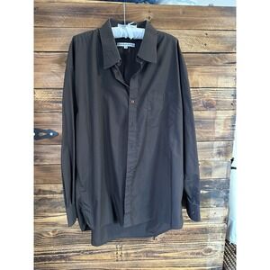 Assante Mens Button Down Dress Shirt Brown 20 4/5 Big Tall Long Sleeve